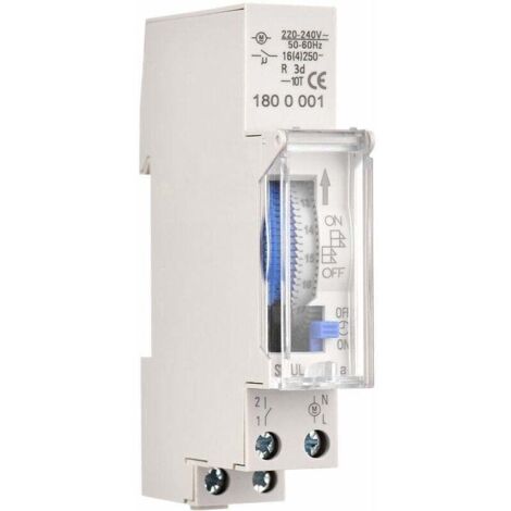 Timer meccanico 24 ore, timer minimo 15 minuti, montaggio su guida, batteria integrata, Sul180a AC220-240V grigio - Sul180a AC220-240V grigio