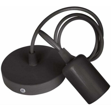 Lampadario a sospensione con attacco Edison E27, lampada da soffitto retrò, 1 testa, illuminazione fai da te per cucina, sala da pranzo, soggiorno, camera da letto, ristorante, bar - Nero - Nero