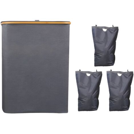 ALYER Cesto Portabiancheria Da Parete In Tessuto Rete - Grande Capacità 58x40x25 Cm - Con Ganci E Apertura Frontale Nascosta - Per Bagno, Camera Da Letto, Dormitorio - 2