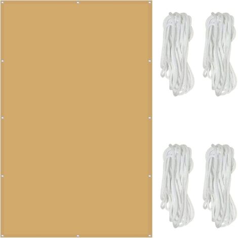 Vela ombreggiante impermeabile rettangolare 2 x 3 m, protezione UV al 98%, tela ombreggiante, con corde da 1,5 m per esterni, giardino e patio, crema (1/5)