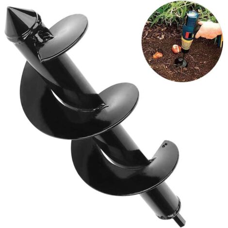 Punta per trivella da giardino, trivella da giardino, trapano elettrico a mano senza fili con attacco esagonale per piantare bulbi da aiuola - 8 x 30 cm - RWGarden Pool Attrezzi da giardino elettrici