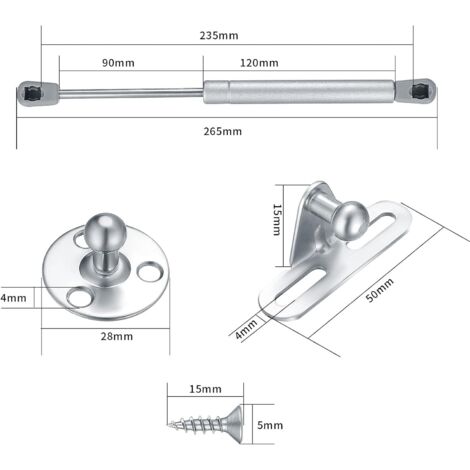 Molla A Gas Per Sedia Da Ufficio 1000 Lbs - Pistone Ricambio 250-345 Mm, Con 5 Ruote, Colore Argento - 4