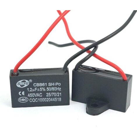 Condensatore di funzionamento del motore della ventola CBB61 450 V CA 50/60 Hz, 2 pezzi, 1,2 uF (1/3)