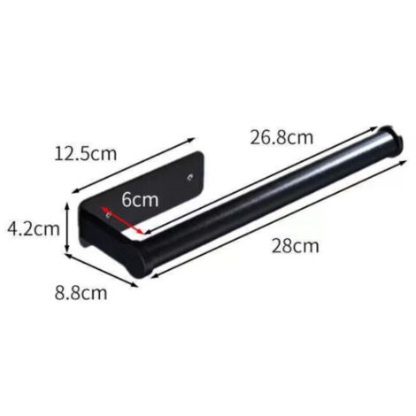 Porta Carta Igienica Adesivo Con Ripiano – Acciaio Inox SUS304 Nero Opaco, Portaoggetti Per Telefono E Accessori, Senza Foratura - 3