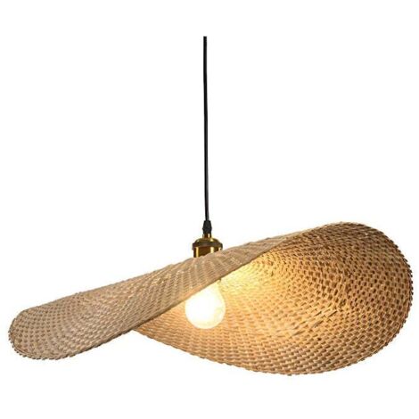 Lampadario a sospensione con paralume in bambù intrecciato fatto a mano, lampada a sospensione E27, design creativo personalizzato, lampadario in ferro rattan, lampada a sospensione per sala da pranzo (1/5)