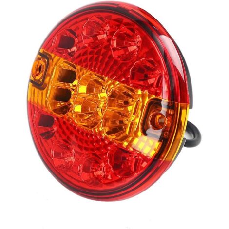 Fanale posteriore per rimorchio a LED Hamburg, rotondo, impermeabile, nessuna differenza sul lato sinistro o destro per camion, furgoni, roulotte (rosso e giallo, rotondo)