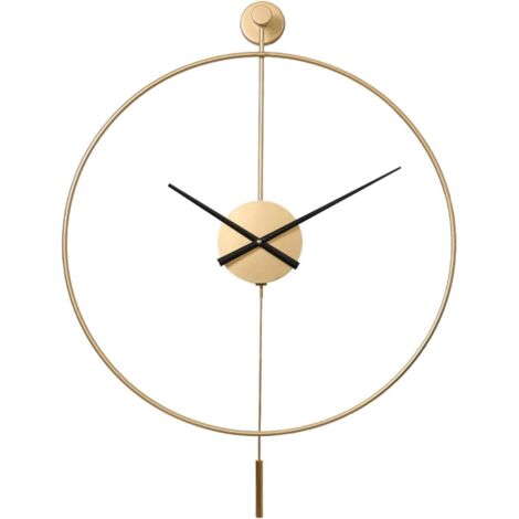 Grande orologio da parete decorativo classico con pendolo, moderno orologio da parete in metallo silenzioso e senza ticchettio per il soggiorno - 50 cm