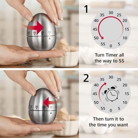 Timer Da Cucina Meccanico A Forma Di Uovo, 60 Minuti, Senza Batterie, Allarme Analogico Retro Per Cottura