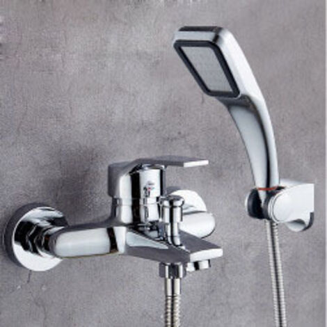 Rubinetto per vasca con doccetta, rubinetto per vasca a cascata, 1 flessibile, per vasca da bagno, bagno, argento