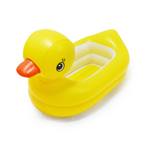 Vasca da bagno gonfiabile per neonati a forma di papera, portatile, per neonati e bambini piccoli, mini piscina gonfiabile con doccia integrata, per maschietti e femminucce. (1/4)