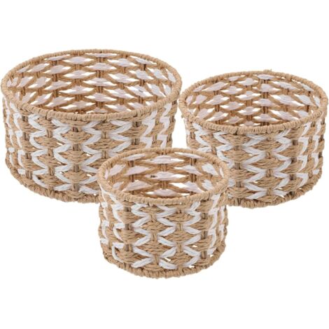 Cestini portaoggetti intrecciati, casse portaoggetti impilabili, scatole portaoggetti per cosmetici, adatti a bagni, lavanderie, dispense e guardaroba.