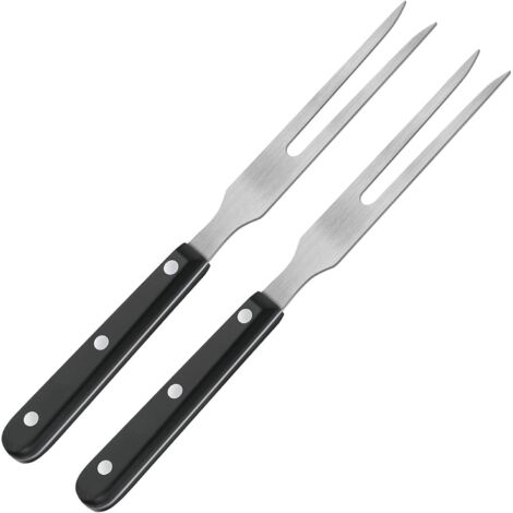2 forchette da intaglio, forchette da casseruola, forchette da carne in acciaio inossidabile con manici in plastica, forchette da portata per barbecue da 27 cm, forchette da barbecue con manici neri (1/5)