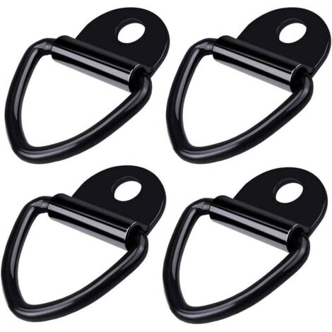 4 anelli di ancoraggio, montaggio su rimorchio con anello a D, ganci di ancoraggio in acciaio inox per impieghi gravosi, per rimorchi, camion, barche, stoccaggio di corde - Nero (1/5)