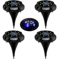 Luce solare a LED per prato, 8 faretti solari a LED per giardino, confezione da 4, impermeabile IP65, lampada decorativa per prato, vialetto, giardino, patio, cortile, prato, bianco (bianco naturale +
