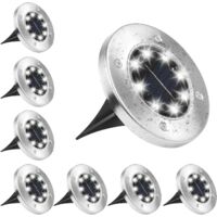 Confezione da 8 luci solari da esterno, bianco freddo 6000K, impermeabili, IP65, per vialetti, giardino, patio, cortile, prato - RW