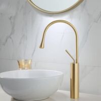 Rubinetto per bagno, rubinetto per lavabo in oro spazzolato, rubinetto di alta qualità, rubinetto per lavabo con acqua calda e fredda disponibile