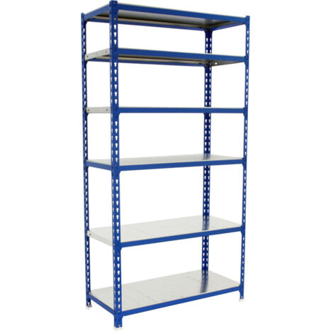 SimonRack Scaffale Portaoggetti, 2500x1000x500 mm, 6 Ripiani, Portata 180 kg per Ripiano, Metallo, Scaffale da Garage, Blu/Zincato – Simonclick (1/3)