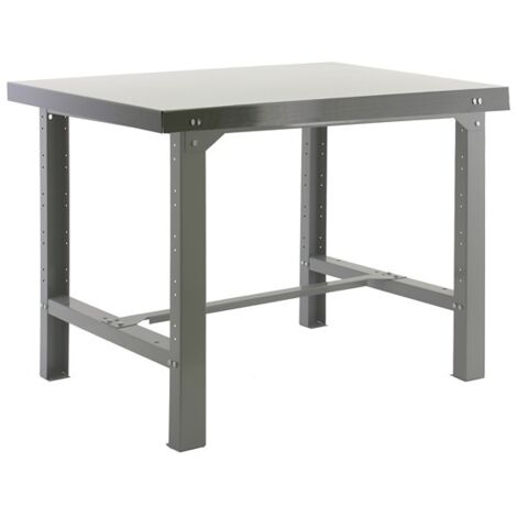 SimonRack Banco da Lavoro con Piano in Metallo 35 mm – Portata 600 kg – 830x1500x730 mm – Tavolo Fai da Te Officina – Grigio – BT-6