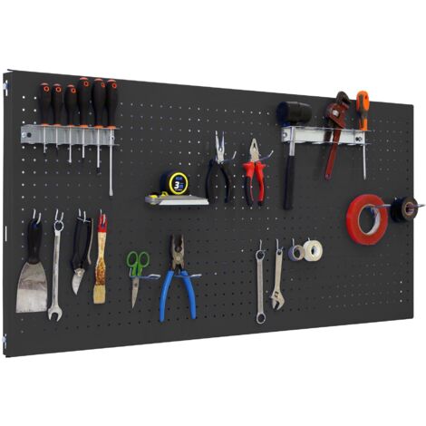 SimonRack Panneau Mural Perforé Porte-Outils avec 17 Crochets – 600x900x35 mm – Acier Antracite – Simonwork