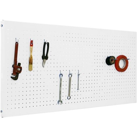 SimonRack Panneau Mural Perforé Porte-Outils avec 8 Crochets – 600x1500x35 mm – Acier Bianco – Simonwork