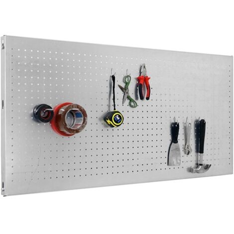 SimonRack Panneau Mural Perforé Porte-Outils avec 8 Crochets – 400x1500x35 mm – Acier Zincato – Simonwork