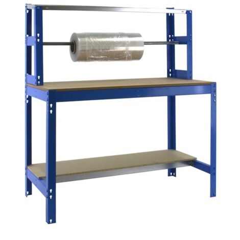 Simonrack Banco da lavoro blu e legno robusto in MDF
