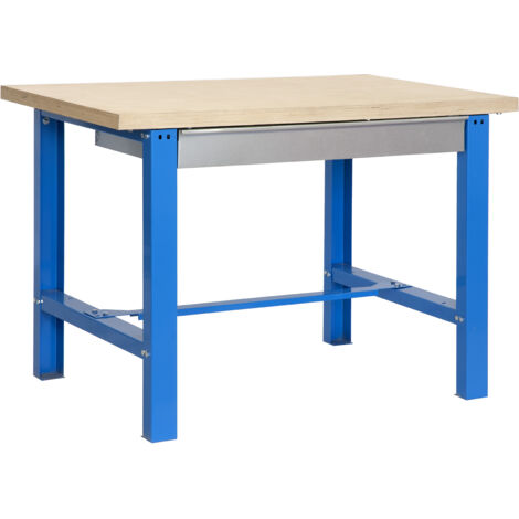 SimonRack Banco da Lavoro con Cassetto Telescopico a Chiusura Ammortizzata – MDF 35 mm – Portata 600 kg – 865x1200x750 mm – Tavolo Fai da Te – Blu/MDF – BT-6 (1/3)