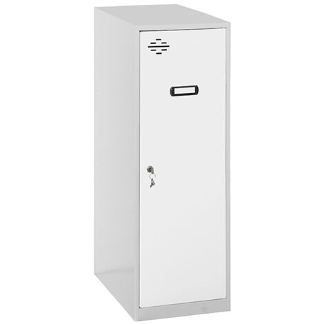 SimonRack Armadietto Spogliatoio Metallico Piccolo, 915x300x500 mm, Armadietto con Chiave, Grigio/Bianco - Simonlocker