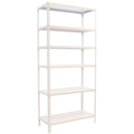 SimonRack Scaffale Portaoggetti, 2500x1100x300 mm, 6 Ripiani, Portata 200 kg per Ripiano, Metallo, Scaffale da Garage, Bianco – Simonclick (1/3)