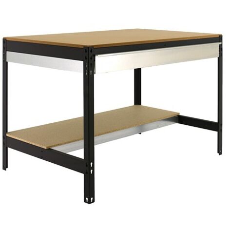 SimonRack Banco da Lavoro da Officina, Portata 400 kg, 842x910x610 mm, Cassetto e Ripiano, Tavolo da Lavoro, Antracite/Legno – Bt-0