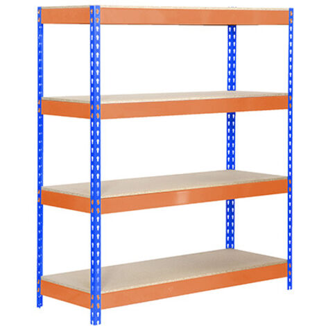 SimonRack Scaffale Industriale, 2000x1200x450 mm, 4 Ripiani in Legno, Portata 300 kg per Ripiano, Scaffale Carichi Pesanti, Blu/Arancione/Legno – Bricoforte (1/3)