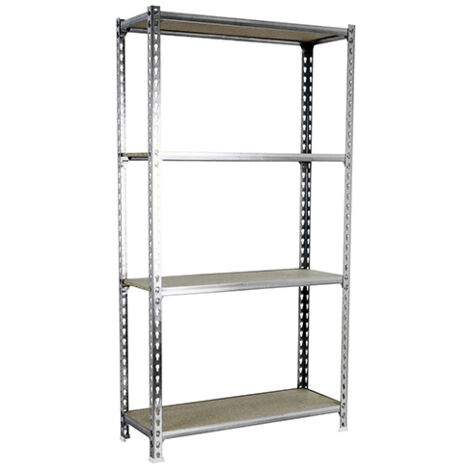 SimonRack Scaffale Portaoggetti, 1500x800x300 mm, 4 Ripiani in Legno, Portata 150 kg per Ripiano, Scaffale da Garage, Zincato/Legno – Maderclick (1/3)