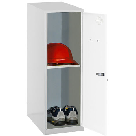 SimonRack Armadietto Spogliatoio Metallico Piccolo, 915x300x500 mm, Armadietto con Chiave, Grigio/Bianco - Simonlocker