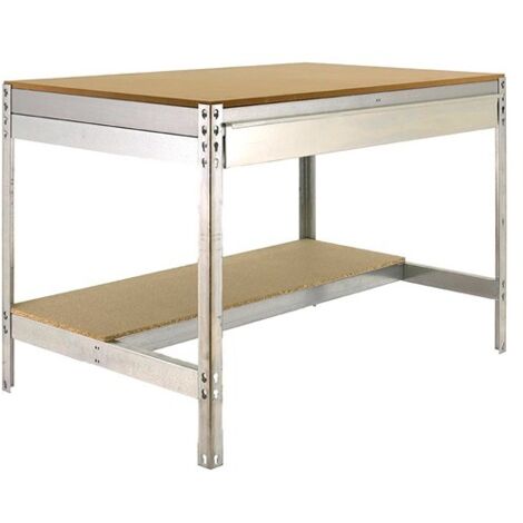 SimonRack Banco da Lavoro da Officina, Portata 400 kg, 842x910x610 mm, Cassetto e Ripiano, Tavolo da Lavoro, Zincato/Legno – Bt-0