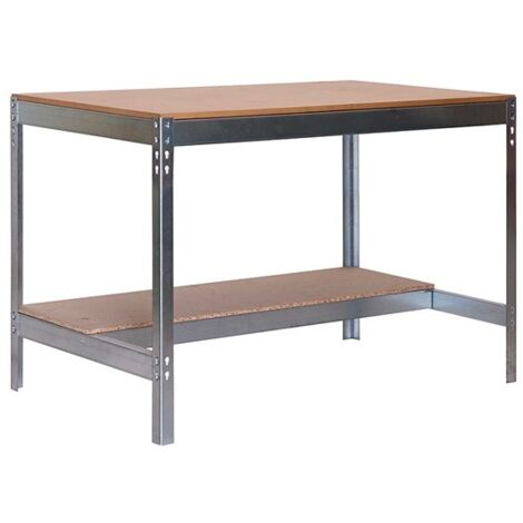 SimonRack Banco da Lavoro da Officina, Portata 400 kg, 842x910x610 mm, Tavolo da Lavoro, Zincato/Legno – Bt-0