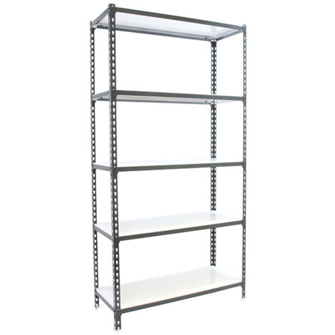 SimonRack Scaffale Portaoggetti, 2000x1200x300 mm, 5 Ripiani, Portata 200 kg per Ripiano, Metallo, Scaffale da Garage, Antracite/Bianco – Simonclick (1/4)