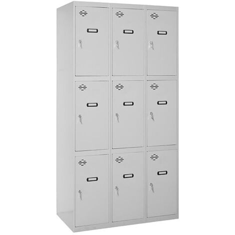 SimonRack Armadietto Spogliatoio Metallico 9 Ante, 3 Moduli, 1800x900x500 mm, Serratura con Chiave e Areatori, Grigio armadietto - Simonlocker (1/3)