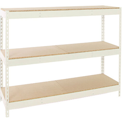 SimonRack Scaffale Industriale, 2000x2400x900 mm, 3 Ripiani in Legno, Portata 400 kg per Ripiano, Scaffale Carichi Pesanti, Bianco/Legno – Simonforte (1/3)