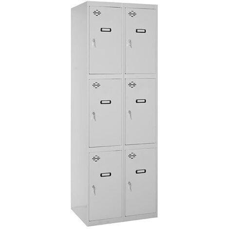 SimonRack Armadietto Spogliatoio Metallico 6 Ante, 2 Moduli, 1800x600x500 mm, Serratura con Chiave e Areatori, Grigio armadietto - Simonlocker (1/3)