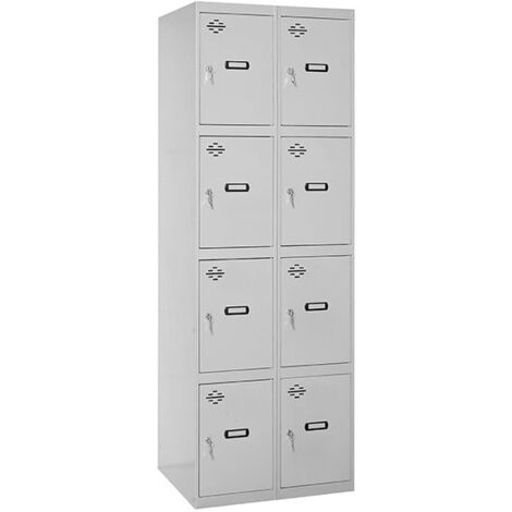 SimonRack Armadietto Spogliatoio Metallico 8 Ante, 2 Moduli, 1800x600x500 mm, Serratura con Chiave e Areatori, Grigio armadietto - Simonlocker (1/3)