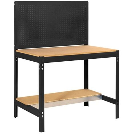 SimonRack Banco da Lavoro con Pannello Forato – Portata 600 kg – 1445x1510x610 mm – Tavolo Officina Fai da Te – Antracite/Legno – BT-2 (1/3)