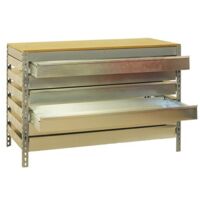SimonRack Banco da Lavoro con 6 Cassetti Telescopici – Portata 600 kg – 842x910x610 mm – Tavolo Officina Fai da Te – Grigio/Legno – BT-5