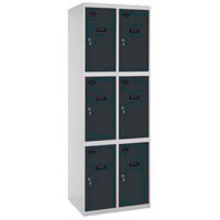 SimonRack Armadietto Spogliatoio Metallico 6 Ante, 2 Moduli, 1800x800x500 mm, Serratura con Chiave e Areatori, Grigio/Antracite - Simonlocker