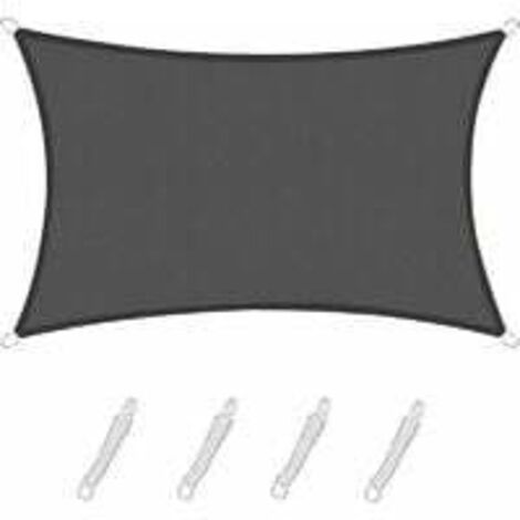 Vela de sombra rectangular de 2 x 4 m, impermeable y resistente, para patio, jardín y terraza, color grafito - RWShade Sail