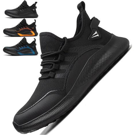 Zapatos de seguridad para hombre y mujer con puntera de acero, ligeros y cómodos, resistentes a golpes y perforaciones, color negro - 44 (1/5)