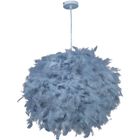 Lámpara colgante de plumas de estilo nórdico, moderna, para sala de estar, dormitorio, comedor, tienda de ropa, cafetería, gris y azul - RWSuspension