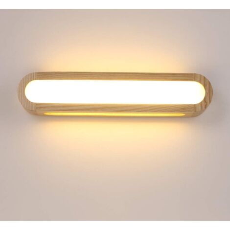 Aplique LED de pared para interiores, lámpara de pared de madera regulable, aplique LED para sala de estar, dormitorio, escaleras, pasillo, baño (45 cm) - RW