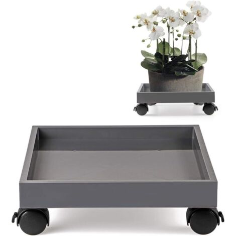 Soporte para macetas con ruedas, soporte para plantas con ruedas, platillo de ABS, para mover macetas y plantas de terraza, capacidad de carga 50 kg (cuadrado) - RWRoule-pot