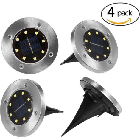 Farola solar con 4 discos solares y 8 LED para jardín IP65, ideal para jardín, caminos y entradas de vehículos. Lámpara de mesa solar para exteriores (blanco cálido) - RWLighting & Lighting / Ilumina (1/5)