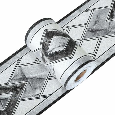 Adhesivo decorativo de pared, cenefa adhesiva azul 3D, cenefa de papel pintado, impermeable, negro, autoadhesivo para cocina, baño, techo, salón, dormitorio, decoración de pared, 10,6 x 500 cm.